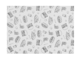 Papier pergaminowy 250x350 mm z nadrukiem fast food, 500 arkuszy | HENDI, 678275