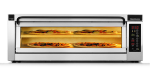 Piec do pizzy sterowany elektronicznie 1-komorowy, komora dzielona, 4x pizza 450 mm, 10,79 kW, komora o wymiarach 920x460x195 mm | PIZZA MASTER, CounterTop 451ED-1DW