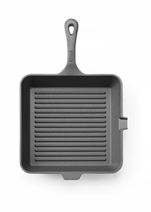 Patelnia grillowa, żeliwna, kwadratowa 250x250x50 mm | HENDI, 629369