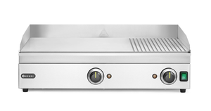 Płyta grillowa elektryczna, ze stali nierdzewnej, 2/3 gładka i 1/3 ryflowana, 3,5 kW, 697x474x241 mm | HENDI, Kitchen Line
