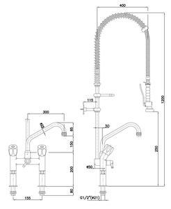 Bateria mieszająca dwuuchwytowa, 515x415x1220 mm | BARTSCHER, 400137