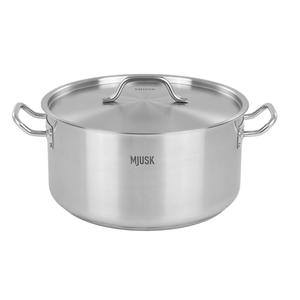 Garnek niski 18,3 l o średnicy 360 mm z pokrywką ze stali nierdzewnej | MJUSK, 23618