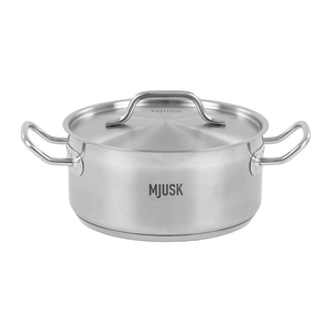 Garnek niski 5 l o średnicy 240 mm z pokrywką ze stali nierdzewnej | MJUSK, 22411