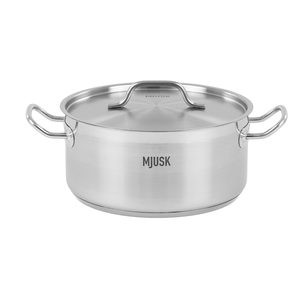 Garnek niski 8 l o średnicy 280 mm z pokrywką ze stali nierdzewnej | MJUSK, 22813