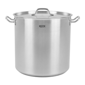 Garnek wysoki 50,3 l o średnicy 400 mm z pokrywką ze stali nierdzewnej | MJUSK, 24040