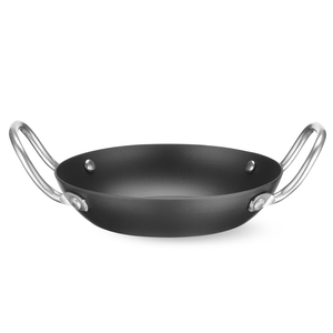 Patelnia ze stali węglowej do serwowania, o średnicy 184 mm, czarna, inox | HENDI, 627938