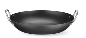 Patelnia ze stali węglowej do serwowania, o średnicy 204 mm, czarna, inox | HENDI, 627945