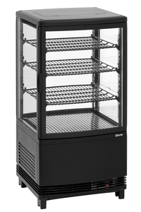 Witryna chłodnicza nastawna z oświetleniem LED, 64 l, 0,18 kW, 425x425x840 mm, czarny | BARTSCHER, Mini 64L2T