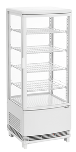 Witryna chłodnicza nastawna z oświetleniem LED, 98 l, 0,18 kW, 425x425x1090 mm, biały | BARTSCHER, Mini 98L2T