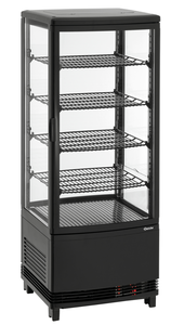 Witryna chłodnicza nastawna z oświetleniem LED, 98 l, 0,18 kW, 425x425x1090 mm, czarny | BARTSCHER, 700698