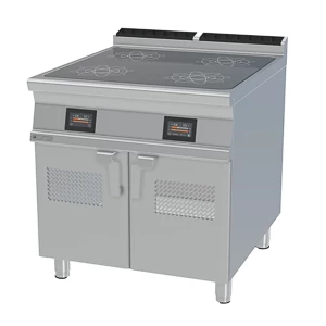 Kuchnia indukcyjna z 4 polami grzewczymi, z szafką, 20 kW, 400 V, 800x900x900 mm | RMGASTRO, PCI-98 ETT