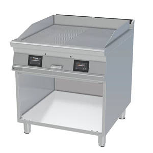 Płyta grillowa, elektryczna, ze stali chromowanej, gładko-ryflowana, wolnostojąca, 15 kW, 800x900x900 mm | RMGASTRO, FTLR-98 ETTS