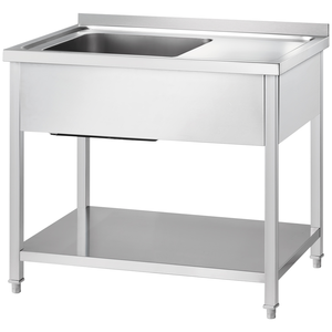 Stół ze zlewem jednokomorowym z lewej strony z półką 1000x600x850 mm | GREDIL, 674106