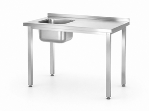 Stół ze zlewem jednokomorowym z lewej strony bez półki 800x600x850 mm | HENDI, Kitchen Line