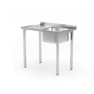 Stół ze zlewem jednokomorowym z prawej strony bez półki 800x600x850 mm | HENDI, Kitchen Line