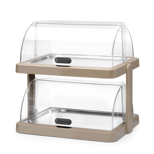 Witrynka ekspozycyjna podwójna Roll-Top Duo, 480x355x480 mm, beżowa | HENDI, Uniq