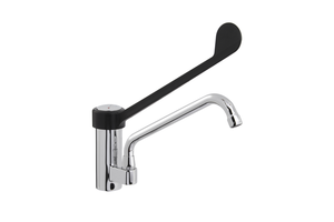 Bateria kuchenna zlewozmywakowa, jednootworowa, łokciowa z obrotową wylewką 250 mm, czarna | MONOLITH, Era