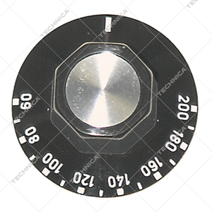 Pokrętło termostatu temp. max 200°C / 60-200°C / śr. 50mm / mocowanie 6x4,6mm / czarne | GASTROPARTS, 110.121