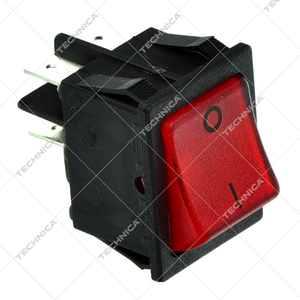 Przełącznik kołyskowy wymiar montażowy 30x22mm / 250V / 16A / 2no / podł. męskie 6,3mm / symbol 0-i / prostokątny czerwony  | GASTROPARTS, 301.001
