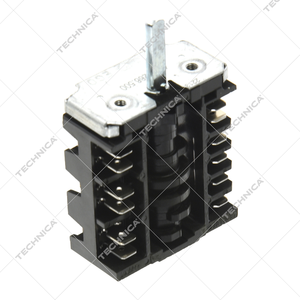 Przełącznik krzywkowy 7 pozycyjny sekwencja 0-1-2-3-4-5-6 / 16A / 1no / 2co / wej. 6x4,6mm / dł. mocowania 23mm / podł. męskie 6,3mm / plastik | GASTROPARTS, 300.031
