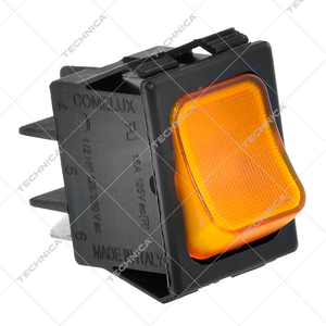 Przełącznik, przycisk 1-biegunowy, wymiar 30x22mm / 250V / 16A / 1no / podł. męskie 6,3mm / prostokątny pomarańczowy | GASTROPARTS, 345.491