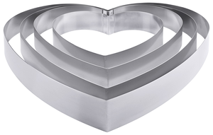 Obręcz cukiernicza serce, stal nierdzewna 18/10, do formowania ciast, 260x260x60 mm, inox | CONTACTO, 4047/260