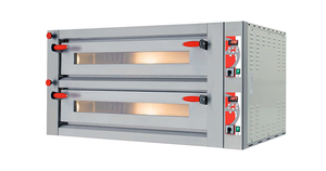 Dwukomorowy piec do pizzy ze stali nierdzewnej sterowany cyfrowo, 2x4 pizza 340 mm | PIZZA GROUP, PY D8