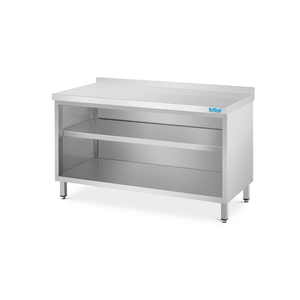 Stół przyścienny z rantem, z 1 półką, ze stali nierdzewnej, 500x600x850(900) mm | RILLING, SG 0605C 0000