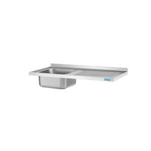 Stół ze zlewem 1-komorowym po lewej stronie, wydłużony ociekacz, 1200x700x850(900) mm | RILLING, SA 0712C 1L00