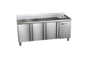Stół chłodniczy, agregat z boku, 3-drzwiowy z drzwiami pełnymi, GN 1/1, 428 l, 0,253 kW, ze stali nierdzewnej, 1792x700x850 mm | ASBER, ETP-7-180-30 HC S SB40
