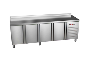 Stół chłodniczy, agregat z boku, 4-drzwiowy z drzwiami pełnymi, EN 600x400, 804 l, 0,336 kW, ze stali nierdzewnej, 2542x800x850 mm | ASBER, ETP-8-250-40 HC SB40