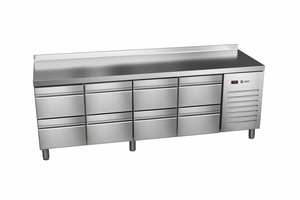 Stół chłodniczy, agregat z boku, 8 szuflad, GN 1/1, 581 l, 0,581 kW, ze stali nierdzewnej, 2242x700x850 mm | ASBER, ETP-7-225-08 HC SB40