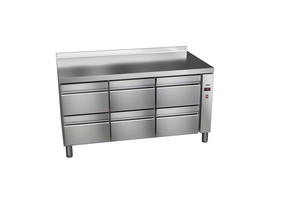 Stół chłodniczy, bez agregatu, 6 szuflad, GN 1/1, 420 l, 0,032 kW, ze stali nierdzewnej, 1717x600x850 mm | ASBER, ETP-6-169-06 R HC SB40