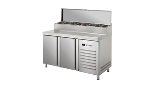Stół chłodniczy sałatkowy do pizzy, 2-drzwiowy, 372 l, 0,286 kW, ze stali nierdzewnej, 1492x800x1057 mm | ASBER, ETPZ-8-150 HC 90NS GN1/3