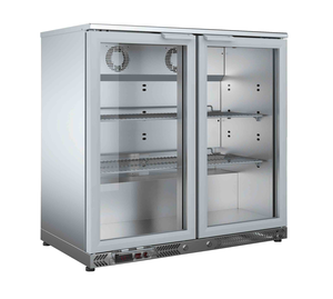 Szafa chłodnicza, 2-drzwiowa, 214 l, 0,214 kW, ze stali nierdzewnej, 925x565x800 mm | ASBER, ERMAU-250 SS