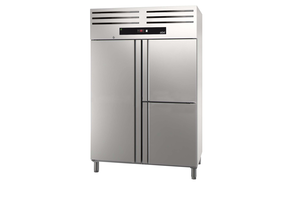 Szafa chłodnicza, 3-drzwiowa, GN 2/1, 1186 l, 0,205 kW, ze stali nierdzewnej, 1318x837x2040 mm | ASBER, GCP-1403