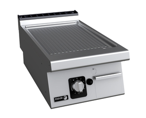 Płyta grillowa gazowa (G20 - gaz ziemny), ze stali nierdzewnej, ryflowana chromowana, nastawna, 7,5 kW, 400x730x290 mm | FAGOR, FT-G705 C R