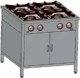Kuchnia gazowa 4-palnikowa, 900x900x850 mm z szafką, 20,5 kW | EGAZ, TGP-420.IV