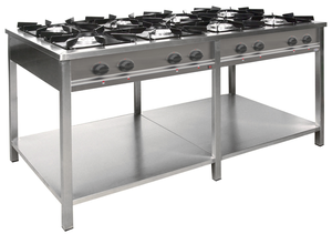 Kuchnia gazowa 8-palnikowa z półką, 1737x900x850 mm, 3x3,4+3x5+1x6,5+1x8 kW | EGAZ, TG-840.III