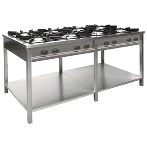 Kuchnia gazowa 8-palnikowa z półką, 1737x900x850 mm, 2x3,4+3x5+2x6,5+1x8 kW | EGAZ, TG-845.III