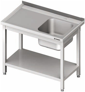 Stół ze zlewem jednokomorowym z prawej strony z półką 1900x700x850 mm | STALGAST, 980697190