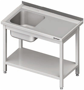 Stół ze zlewem jednokomorowym z lewej strony z półką 900x600x850 mm | STALGAST, 980706090