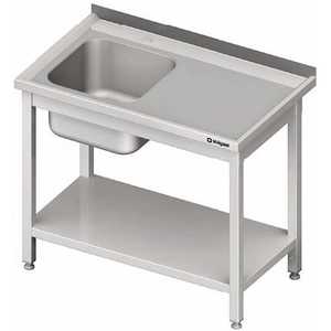 Stół ze zlewem jednokomorowym z lewej strony z półką 1300x700x850 mm | STALGAST, 980707130