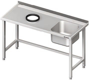 Stół ze zlewem z prawej strony i otworem na odpadki 1800x700x850 mm | STALGAST, 980937180