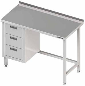 Stół przyścienny z blokiem trzech szuflad po lewej stronie 1600x700x850 mm | STALGAST, 980367160