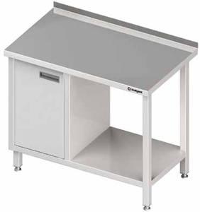 Stół przyścienny z szafką z drzwiami skrzydłowymi po lewej stronie i półką 800x700x850 mm | STALGAST, 980507080