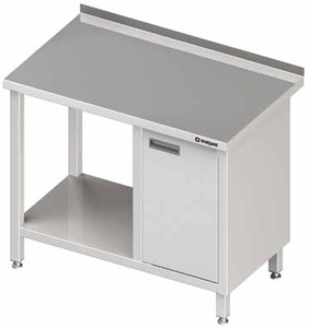Stół przyścienny z szafką z drzwiami skrzydłowymi po prawej stronie i półką 800x700x850 mm | STALGAST, 980517080