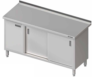 Stół przyścienny z szafką z drzwiami skrzydłowymi po lewej stronie i szafką z drzwiami suwanymi po prawej 1400x600x850 mm | STALGAST, 980566140