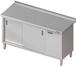 Stół przyścienny z szafką z drzwiami skrzydłowymi po prawej stronie i szafką z drzwiami suwanymi po lewej 1400x600x850 mm | STALGAST, 980576140