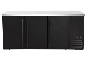 Lada chłodnicza barowa, 3 drzwi pełne, blat nierdzewny, 493 l, 0,185 kW, czarna | ARKTIC, 241400
